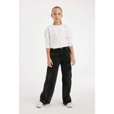 DeFacto Kız Çocuk Wide Leg Kargo Cepli Geniş Bol Paça Antrasit Jean Pantolon D3383A824WN