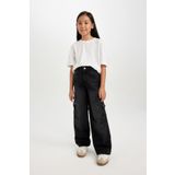 DeFacto Kız Çocuk Wide Leg Kargo Cepli Geniş Bol Paça Antrasit Jean Pantolon D7177A824WN