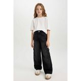 DeFacto Kız Çocuk Wide Leg Kargo Cepli Geniş Bol Paça Antrasit Jean Pantolon D7177A824WNNM36