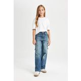DeFacto Kız Çocuk Wide Leg Kargo Cepli Geniş Bol Paça Jean Pantolon D7176a824wn