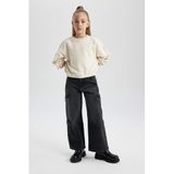 Defacto Kız Çocuk Wide Leg Kargo Geniş Paça Jean Pantolon