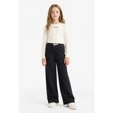 DeFacto Kız Çocuk Wide Leg Pamuklu Beli Lastikli Geniş Paça Eşofman Altı D0743A825AU - 7 - 8 Yaş - Siyah-BK81