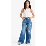 DeFacto Kız Çocuk Wide Leg Yırtık Detaylı Geniş Paça Jean Pantolon E5882A825AU - Mavi-NM28 - 11 - 12 Yaş