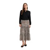 DeFacto Kloş Beli Lastikli Leopar Desenli Kiloş Maxi Etek, 38, D5328AXBK81mc, siyah, Kadın
