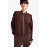 DeFacto Kolej Yaka Bomber Hırka, XS, G3427AX25AU, Kahve-BN340, Kadın