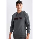 DeFacto L5850AZ19AUGN807 Yeşil Kapüşonlu Erkek Sweatshirt