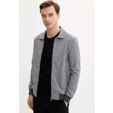 Defacto L7156AZ.19AU.GR228 Gri Polo Yaka Slim Fit Erkek Hırka