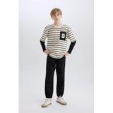 Defacto Lastikli Paça Basic Düz Gabardin Jogger Pantolon Erkek Çocuk, 7/8 Yaş (128cm), B6713A825SM, Siyah, Erkek Çocuk