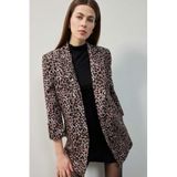 Defacto Leopar Desenli Blazer Ceket, 34, E1483AX25SM, Kahve, Kadın