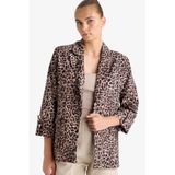 Defacto Leopar Desenli Blazer Ceket, 36, E1483AX25AU, Kahve, Kadın