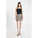 DeFacto Leopar Desenli Normal Bel Saten Mini Etek D1176AX24SM - Ekru-ER103 - 40