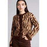 DeFacto Leopar Desenli Triko Hırka, M, H2987AX26SP, Kahve-BN250, Kadın
