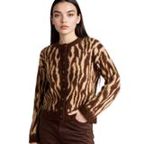DeFacto Leopar Desenli Triko Hırka, S, H2987AX26SP, Kahve-BN250, Kadın