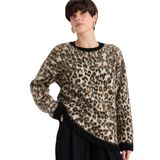 DeFacto Leopar Desenli Triko Kazak, L, G3386AX25WN, Siyah-BK81, Kadın