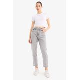 Defacto Lina Comfort Mom Normal Bel Düz Paça Jean Kar Yıkamalı Pantolon, 32, D7947AX25SP, Gri, Kadın