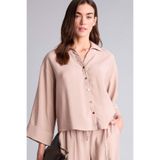 DeFacto Loose Fit Akışkan Kumaş Gömlek Bej, XS, E9007AX26SP, Bej-BG176, Kadın