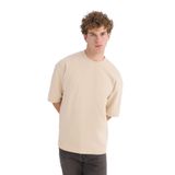 DeFacto Loose Fit Bisiklet Yaka Kısa Kollu Ağır Kumaş Basic Düz Tişört, S, B4844AX25SP, Bej-BG757, Erkek