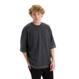 DeFacto Loose Fit Bisiklet Yaka Kısa Kollu Ağır Kumaş Tişört, XS, C0147AX25SP, Antrasit-AR231, Erkek