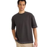 DeFacto Loose Fit Bisiklet Yaka Kısa Kollu T-Shirt Antrasit, XS, C0147AX26SP, Antrasit-AR221, Erkek