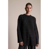 DeFacto Loose Fit Bisiklet Yaka Simli Kumaş Triko Kazak Tunik, M, G3626AX25WN, Antrasit-AR168, Kadın