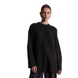 DeFacto Loose Fit Bisiklet Yaka Simli Kumaş Triko Kazak Tunik, S, G3626AX25WN, Antrasit-AR168, Kadın