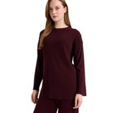 DeFacto Loose Fit Bisiklet Yaka Triko Kazak Tunik, S, G7241AX25CW, Bordo-BR457, Kadın