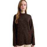 DeFacto Loose Fit Bisiklet Yaka Triko Tunik, M, F3242AX25WN, Kahve-BN258, Kadın