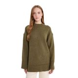 DeFacto Loose Fit Bisiklet Yaka Triko Tunik, XL, F3242AX25WN, Haki-KH202, Kadın