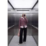 DeFacto Loose Fıt Çizgili Pembe Kadın Sweatshirt G9467AX/PN74
