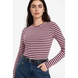 DeFacto Loose Fit Kayık Yaka Ribana Uzun Kollu Tişört, M, G8089AX26SP, Pembe-PN74, Kadın