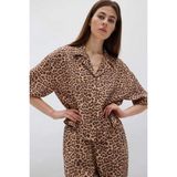 DeFacto Loose Fit Leopar Desenli Modal Kısa Kollu Gömlek F0879AX25SM - Kahve-BN226