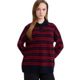 DeFacto Loose Fit Polo Yaka Çizgili Triko Kazak Tunik Lacivert, S, G7240AX25CW, Lacivert-NV207, Kadın