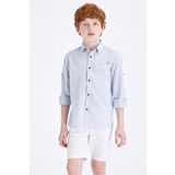 DeFacto M4544A6.20SP.GN386 Açık Mavi Regular Fit Polo Yaka Uzun Kollu Erkek Gömlek