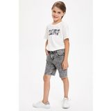 DeFacto M9583A620SMBK47 Slim Fit Jean Erkek Çocuk Şort