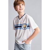 DeFacto Manchester City New Regular Fit V Yaka Tül Kısa Kollu Tişört Erkek Çocuk H7871A826HS - Beyaz-WT34 - 9 - 10 Yaş