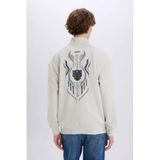 DeFacto Marvel Boxy Fit Dik Yaka Fermuarlı Sırt Baskılı Sweatshirt, 2XL, TYC1A766174C2DF205, Açık Gri, erkek