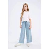 Defacto Mavi Kız Çocuk Wide Leg Geniş Bol Paça Jean Pantolon