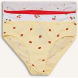 DeFacto Meyve Desenli Penye 3'lü Slip Külot Kız Çocuk H1488A826SM - 2 - 3 Yaş - Beyaz-WT34