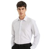 DeFacto Modern Fit Desenli Pamuk Karışımlı Uzun Kollu Gömlek, M, 3160516, Beyaz, Erkek