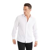 DeFacto Modern Fit Polo Yaka Dokulu Esnek Kumaş Uzun Kollu Gömlek, 2XL, 3207047, Beyaz, Erkek
