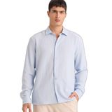 DeFacto Modern Fit Polo Yaka Dokuma Uzun Kollu Gömlek, 3XL, D7246AX26SP, Mavi-BE177, Erkek