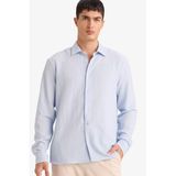 DeFacto Modern Fit Polo Yaka Dokuma Uzun Kollu Gömlek, XL, D7246AX26SP, Mavi-BE177, Erkek