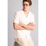DeFacto Modern Fit Polo Yaka Keten Karışımlı Kısa Kollu Gömlek H7840AX26SM - Beyaz-WT34 - 2XL