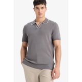 DeFacto Modern Fit Polo Yaka Kısa Kollu Triko Tişört, L, C4984AX25SM, Gri-GR431, Erkek