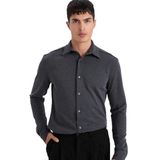 DeFacto Modern Fit Polo Yaka Pike Uzun Kollu Gömlek, S, F0330AX25AU, Lacivert-NV125, Erkek