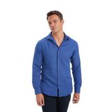 DeFacto Modern Fit Polo Yaka Poplin Uzun Kollu Gömlek, L, R4340AZNS, İndigo-IN239, Erkek