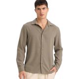 DeFacto Modern Fit Polo Yaka Uzun Kollu Gömlek, 3XL, F9886AX26SP, Haki-KH403, Erkek