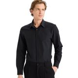 DeFacto Modern Fit Polo Yaka Uzun Kollu Gömlek, 3XL, G0375AX26SP, Siyah-BK27, Erkek