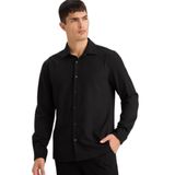 DeFacto Modern Fit Polo Yaka Uzun Kollu Gömlek, L, F9886AX26SP, Siyah-BK27, Erkek