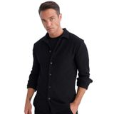 DeFacto Modern Fit Polo Yaka Uzun Kollu Gömlek, S, D3692AX24AU, Siyah-BK81, Erkek